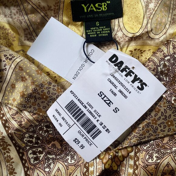 YASB You are So Beautiful Y2K Paisley 100% Silk Kimono Wrap Dress *SMALL* NWT - Picture 5 of 5